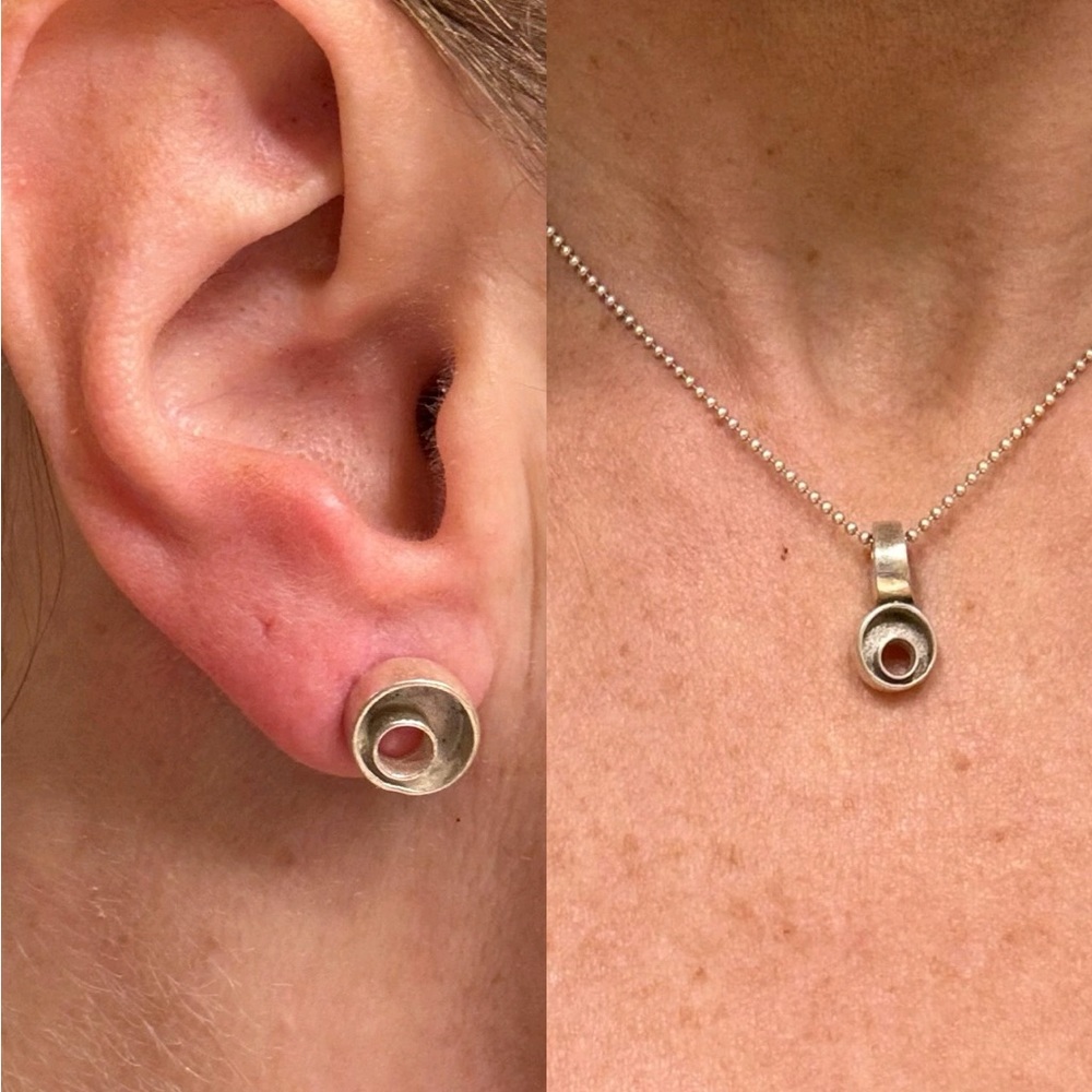 Sterling Silver Matching Set of Earrings and Necklace